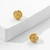 Gold-Plated Copper Hollow Round Ball Stud Earrings for Women - Exaggerated 3D Geometric Design