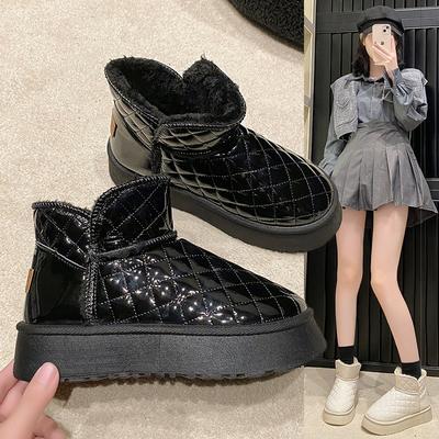 Stivali da neve con suola spessa da donna Nuovi invernali Impermeabili e antiscivolo Imbottiti Ispessiti Stile straniero Caldi Scarpe di cotone Scarpe da donna