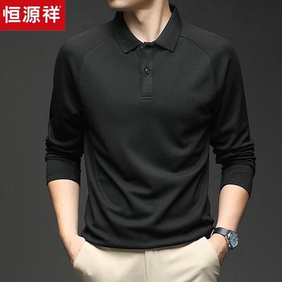 Hengyuanxiang Langarm-Polohemd für Herren, aufgeraut
