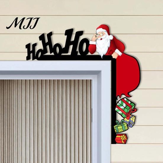 Decorazione Murale Natalizia da Interno, Segno Angolare in Legno per Porta di Natale, Ornamento Festivo a L da Appendere, Regalo per Festa in Casa, Babbo Natale Renna Pan di Zenzero