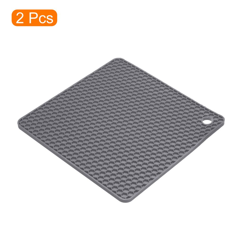 2pcs Uxcell Dish Drying Mat Set 18 X 18 Cm Silicone Reusable Drain Pad Heat Resistant Suitable for Kitchen Counter Fridge Drawer