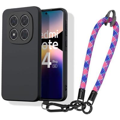 Case for Xiaomi Redmi Note 14 Pro 5G (not for 4G) Silicone with Detachable Tricolor Wrist Strap
