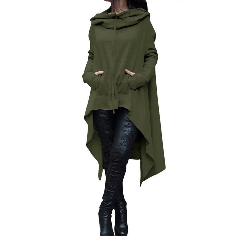 Womens S5xl Fashion New Plus Solid Color Long Hooded Sweater Sports Jacket