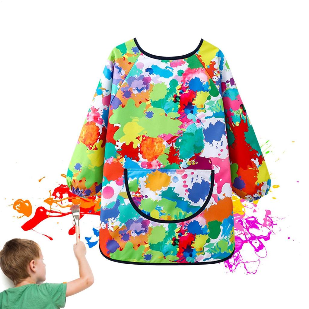 Kids Painting Apron Adjustable Drawing Clothes Kindergarten Long Sleeved Cover Dining Bib Waterproof Reverse Dressing Aprons