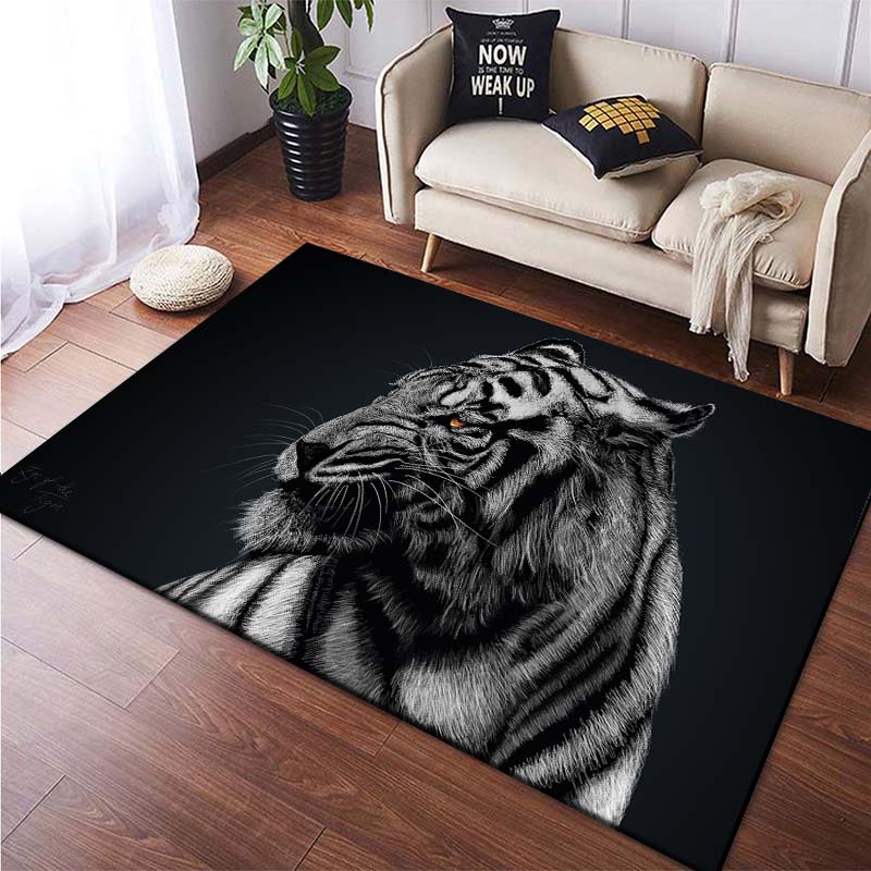 Tiger Print Rug Wild Animal Fur Pattern for Living Room Home Decor Area Rug Skin Fur Luxury Soft Carpet Perfectly In Bedroom