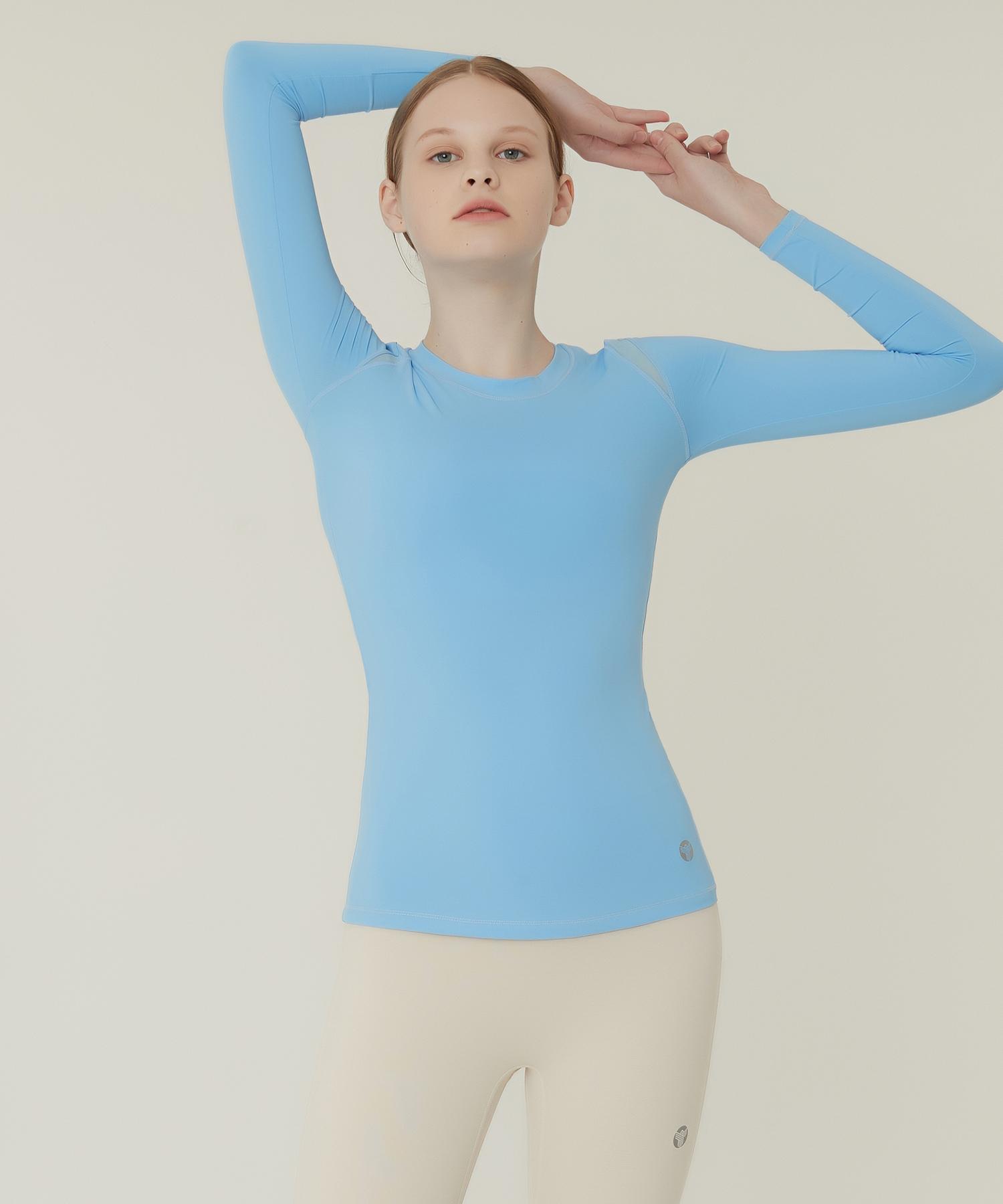 Reina Mora Изысканное движение Лонгслив Поло Синий Sky Blue/[M-55-66] T354
