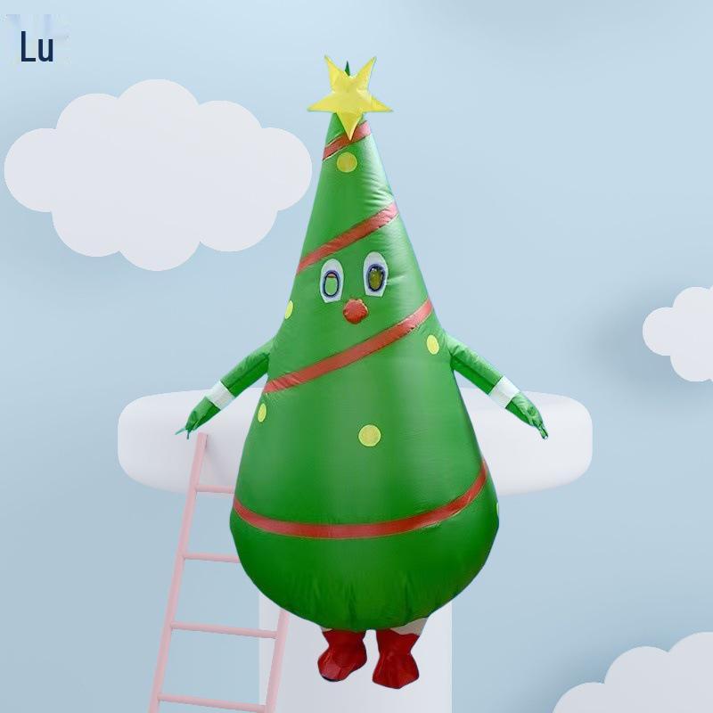 Inflatable Christmas Reindeer Riding Dinosaur Costume - Funny Holiday Party Santa Claus Hug