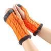 Women's Winter Warm Wool Gloves, Fingerless Twisted Knit Solid Color Short Style Gloves