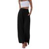 Women's Drawstring Waist Wide Leg Pants Casual Loose Linen-Look Trousers with Pockets
