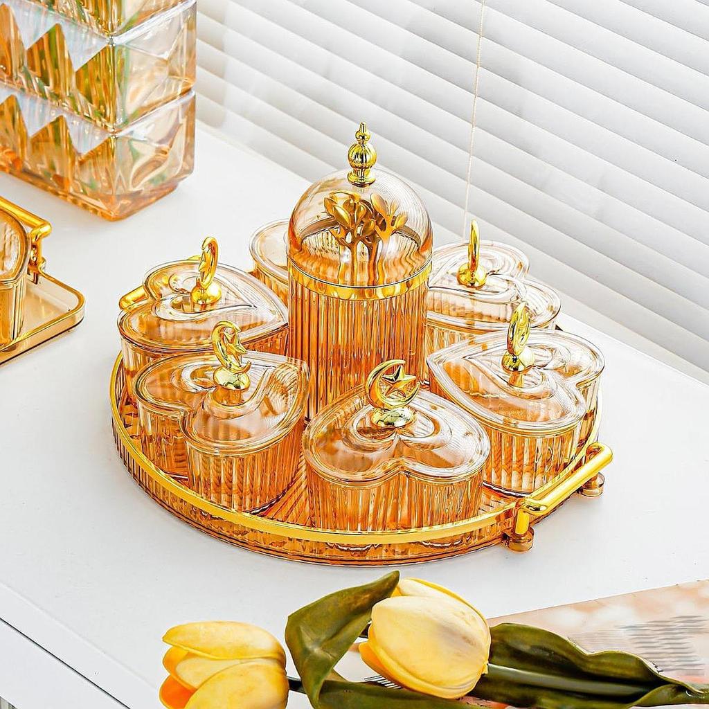 Dried Fruit Plate Candy Dish with Lid Stand,Divided Serving Dish,Appetizer Plate,for Wedding