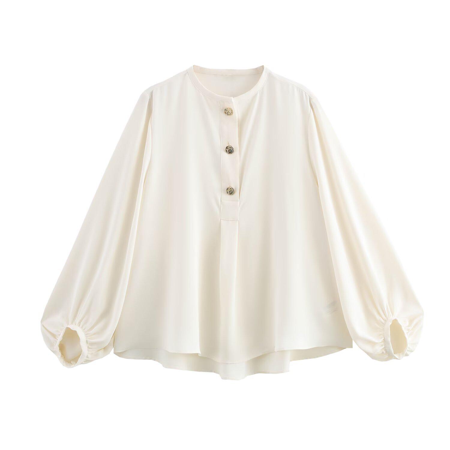 

Женская блузка из крепа с длинным рукавом и круглым вырезом 1165051 712 L белый