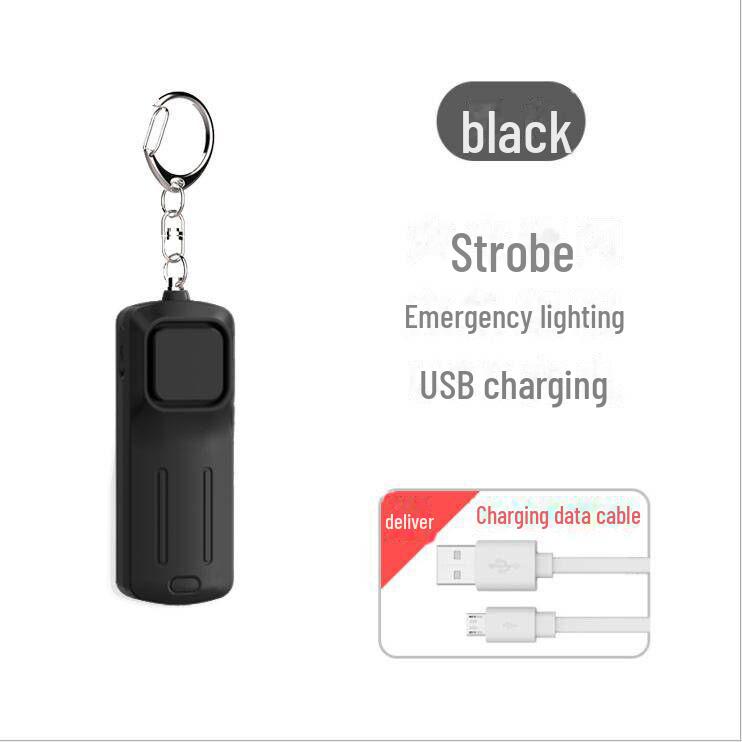 

Сигнализация самообороны 130 дБ со звуком и светом для пожилых людей, детей и женщин Charging Type чёрный