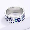 Exquisite New Women's for Ring Blue Enamel Flower Ring Fashion Handmade Enamel Jewelry Wedding Bridal Ring