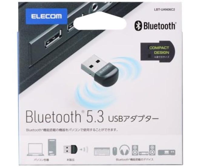 Elecom Bluetooth PC USB Adapter Ultra Small Class2 Black Ver5.3 LBT-UAN06C2