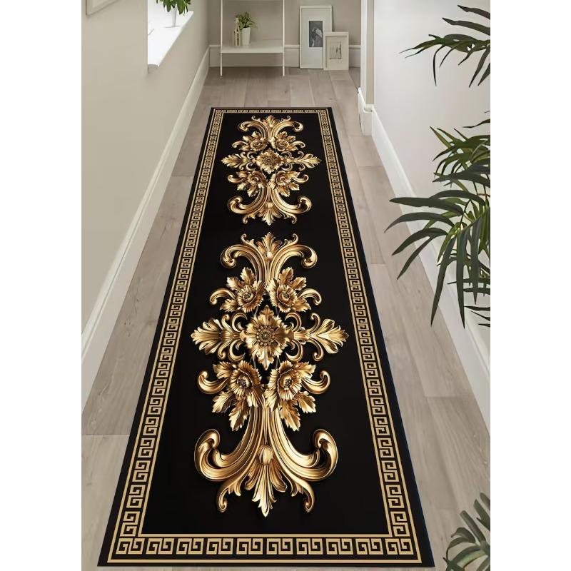Luxury Golden Pattern Carpet Bedroom Room Bed Blanket Runner Rug Shoes Room Living Room Bedroom Kitchen Rugs Washable Carpet Mat