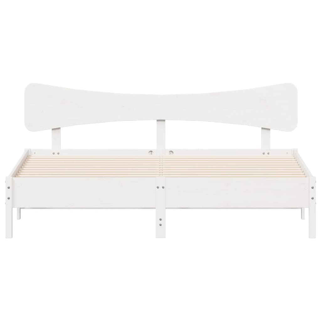 Solid Wood Bed without Mattress White 160x200 cm Pine Wood