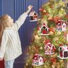 5pcs House Ornaments Holiday Christmas Tree Ornament Set Gingerbread Christmas Decor with Rope Gingerbread House Decor