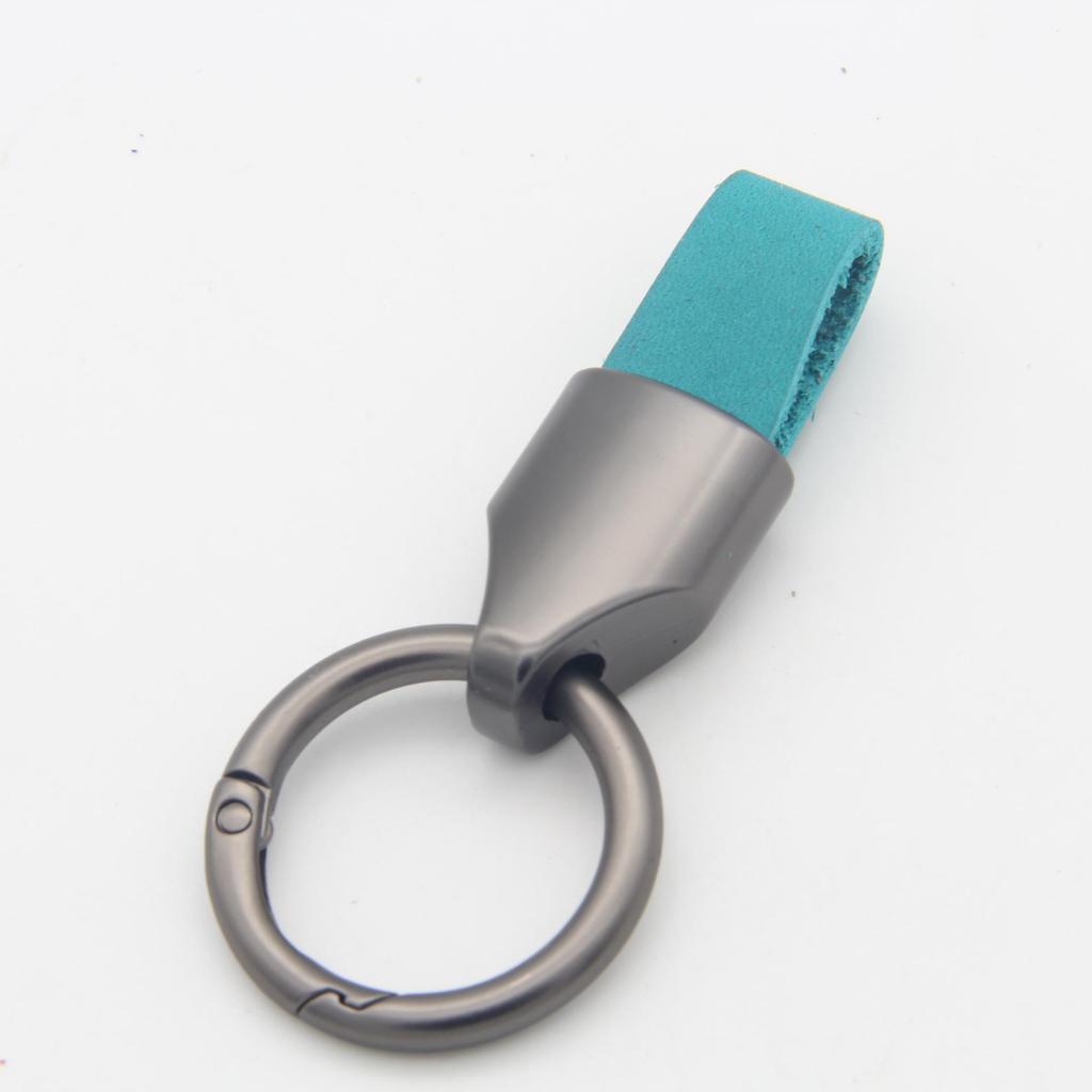 Frosted Cowhide Car Keychain with Metal Ring - Anti-Lost Waist-Hanging Design