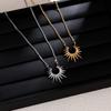 Popular retro sunflower gold-plated necklace niche design light luxury stainless steel fan-shaped collarbone chain pendant