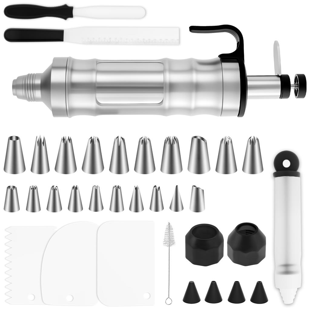 Cream mounted flower gun Stainless steel is easy to clean Wear resistant multifunctional cake decoration syringe kit