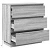 Nightstand with Drawers Gray 71 x 34.5 x 75 cm Engineered Wood