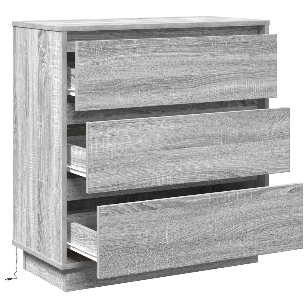 Nightstand with Drawers Gray 71 x 34.5 x 75 cm Engineered Wood