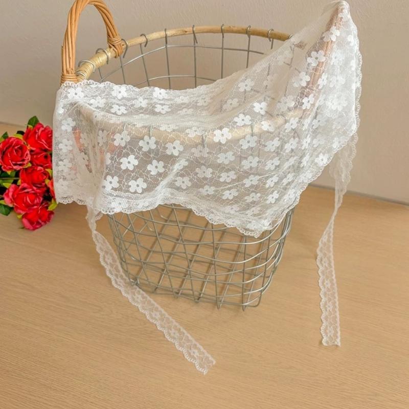 Elegant Floral Embroidered Triangular Scarf French Style Headscarf Soft Lightweight For Daily Wear & Parties