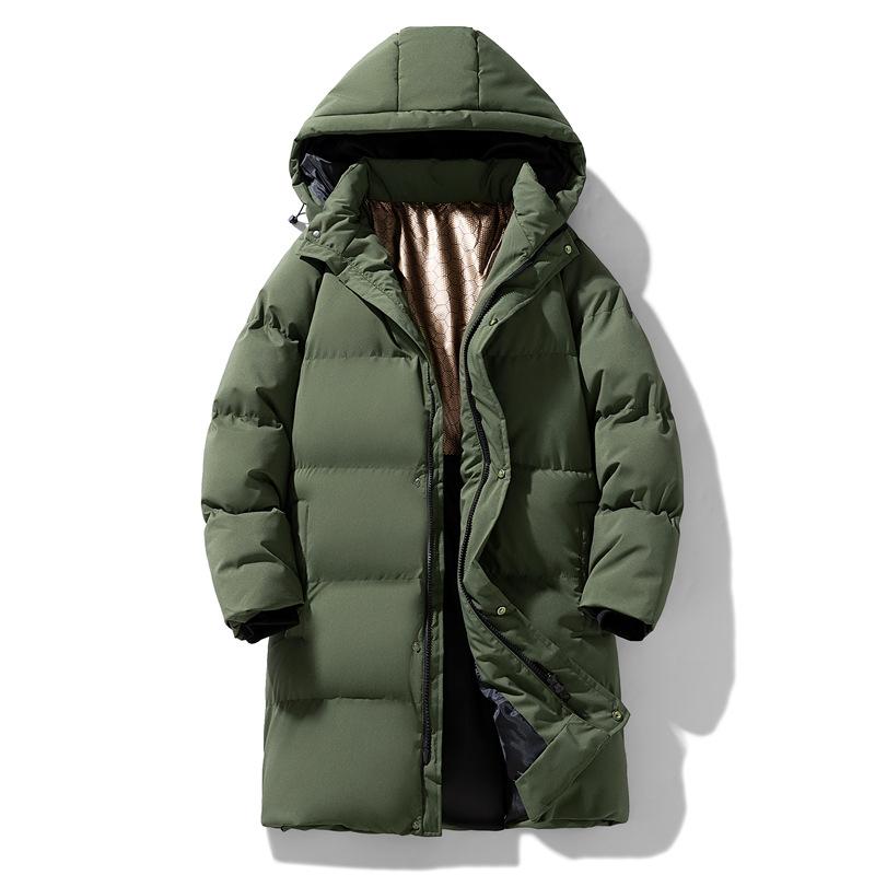 Hooded Cotton Jacket Men's Winter Mid To Long Length Cotton Jacket Fashionable Thick Warm Top Cotton Coat Jacket