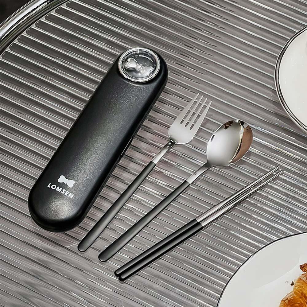 2/3Pcs Gift 304 Stainless Steel Portable Tableware Set Camping Outdoor Cutlery Set Bowknot Cartoon Chopsticks Fork Spoon Set