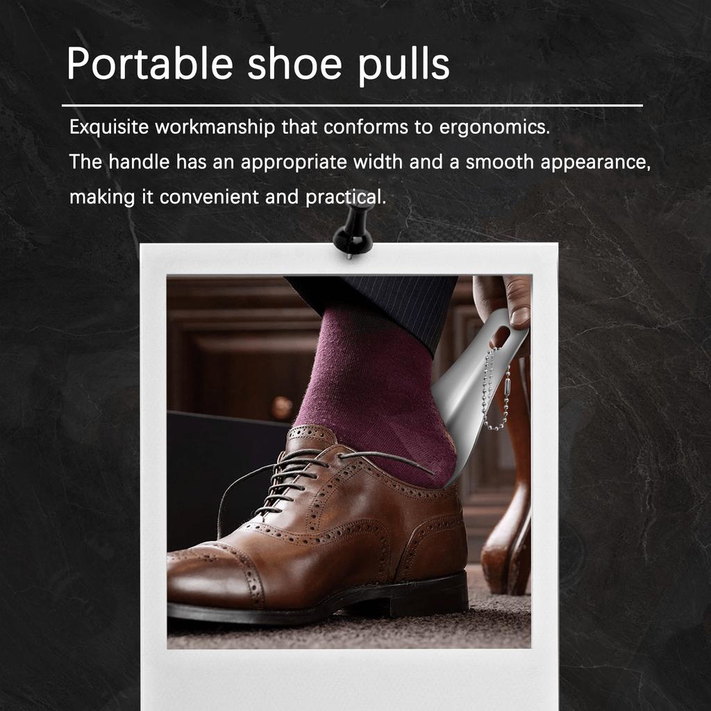 10cm Easy Carry Mini Black Shoehorn Metal Durable Stainless Steel Portable Fashion Key Ring Shoe Horns Accessories Aid Tool