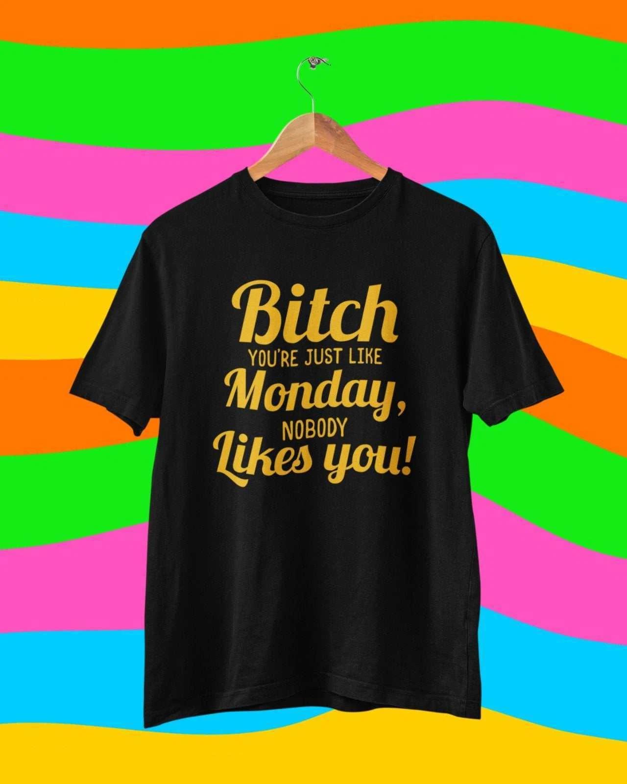 Funny Sarcastic Joke Rude T Shirt B*tch You re Just Like Monday Nobody Likes You S