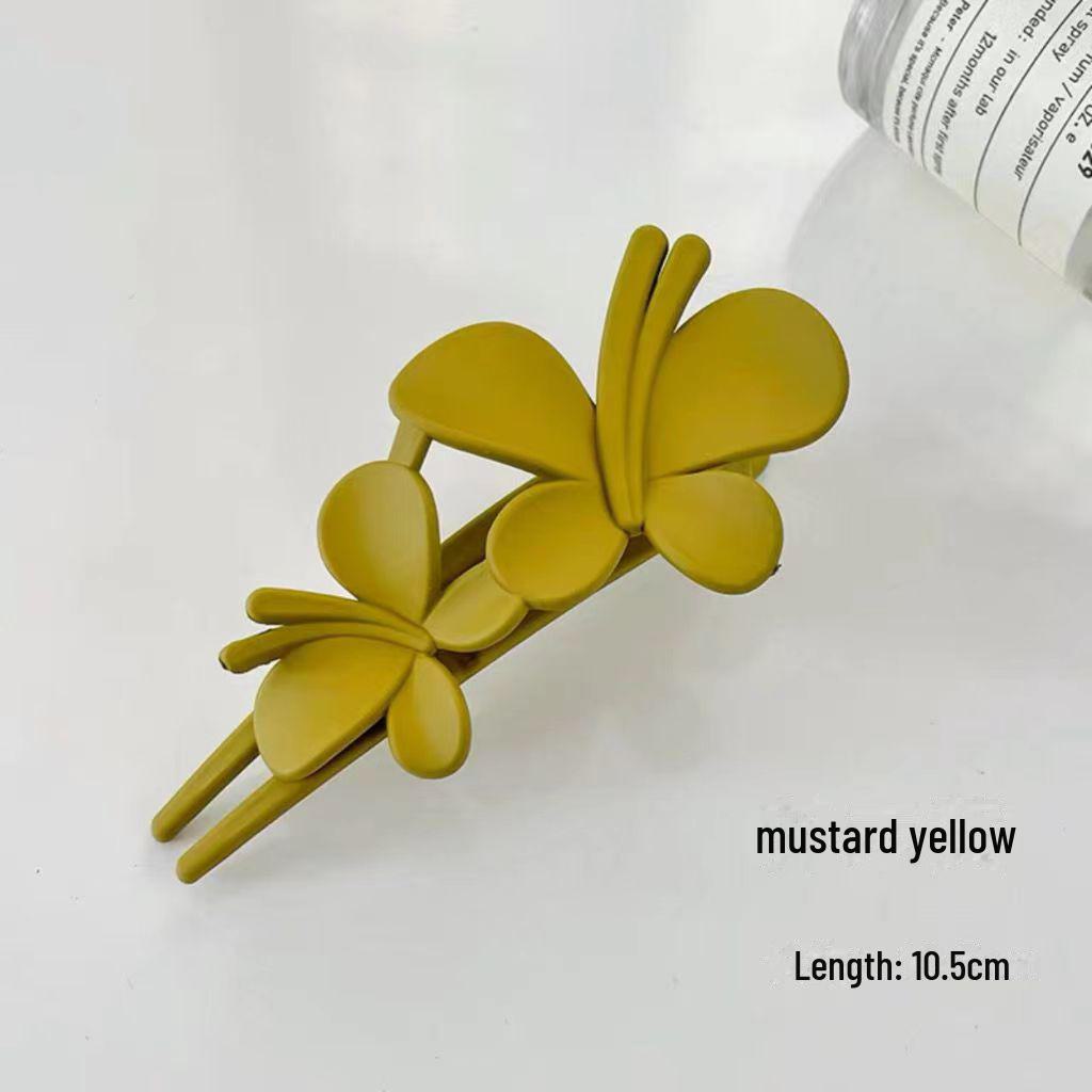 Корейская элегантная заколка для волос с двойным матовым бантом - женская горизонтальная шпилька в форме утконоса