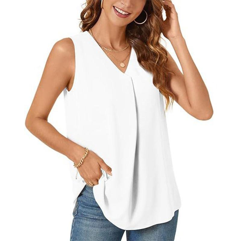 BITCED Modne damskie bluzki i koszule na co dzień w jednolitym kolorze, bez rękawów, z dekoltem w kształcie litery V