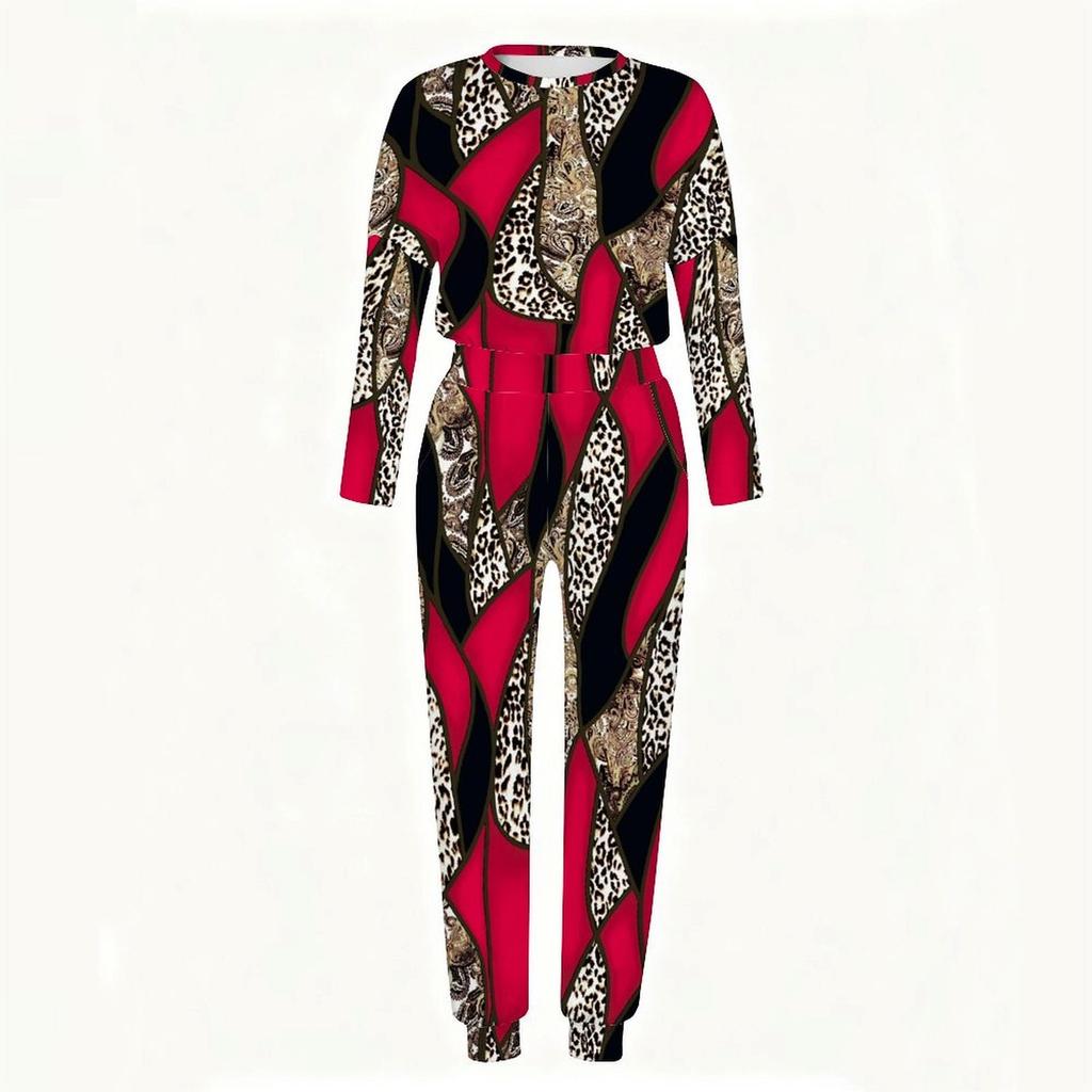 Women Oversized Long Sleeve Tee And Elastic Waist Straight Pants Two Piece Home Casual Suit
