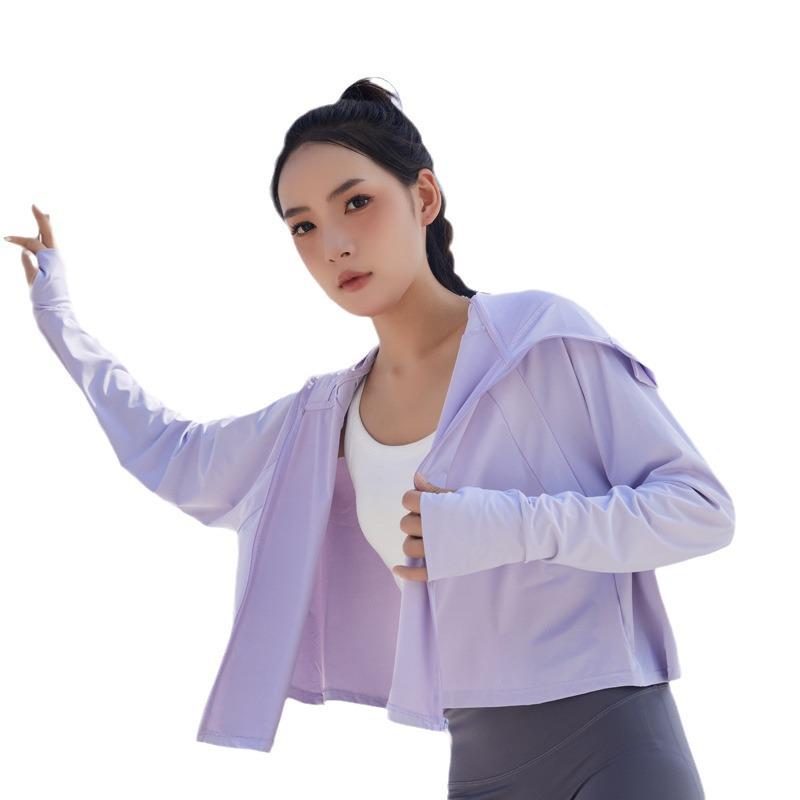 Women's UPF50+ Black Glue Hooded Ice Silk UV Protection Sunscreen Clothing