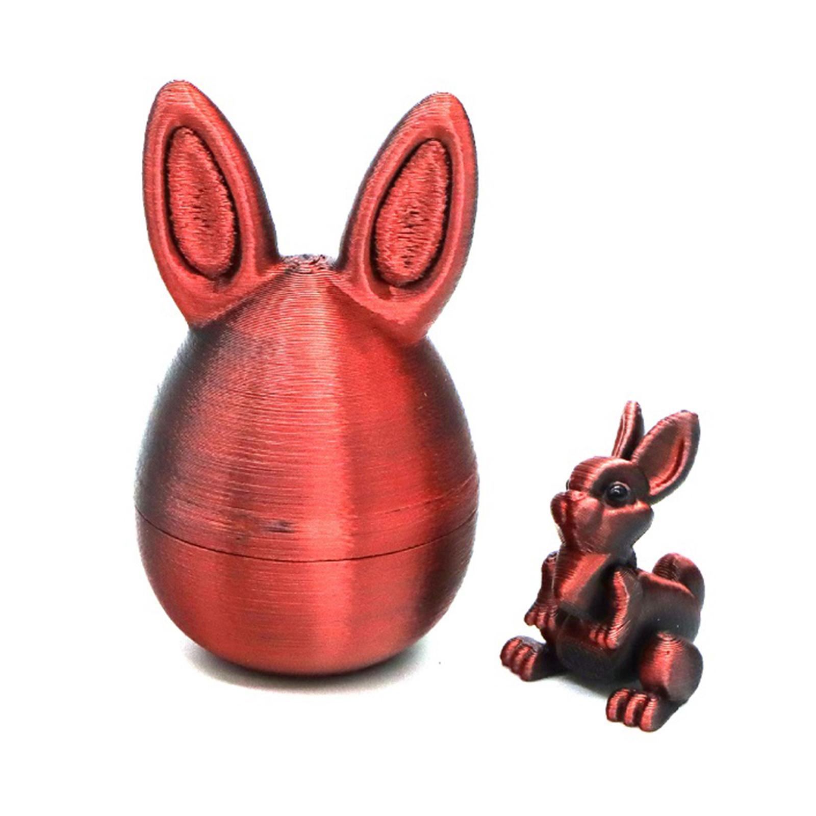 Easter 3D Printed Bunny Eggs Set with Mini Cute Rabbit Rabbit Figurine Toys 3D Printing Egg Bunny Ornaments Home Decor Keepsake красный черный