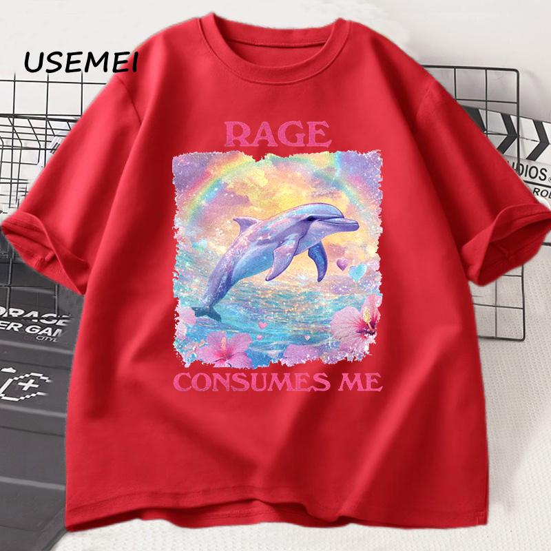 

Funny Rage Consumes Me T-shirt Short Sleeve Meme T Shirt Weird Silly Dolphin Vintage Tshirt Trending Men s Designer Clothes S