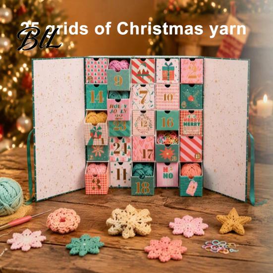 Häkel-Adventskalender 25 Tage 2026, Anfängerfreundliche Weihnachts-Countdown-Box mit Garnen Werkzeugen, DIY Bastelgeschenke für Strickliebhaber, Häkler