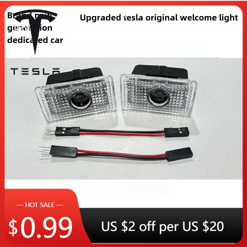 Car Sticker Tesla Tesla 2Pcs Car Door Projector Welcome Lights Accessories For Tesla Model 3 S X Y Cybertruck Roadster SpaceX Ca