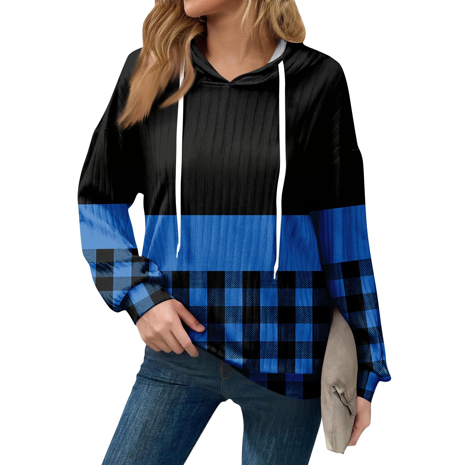 

Толстовки для женщин оверсайз зимние милые свитшоты пуловер трендовая осенняя одежда L синий