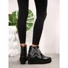 New Vintage Large-sized Women's Boots with Ethnic Style Pointed Toe, Platform Heel, Zipper and Embroidered Design, Short Boots for Women