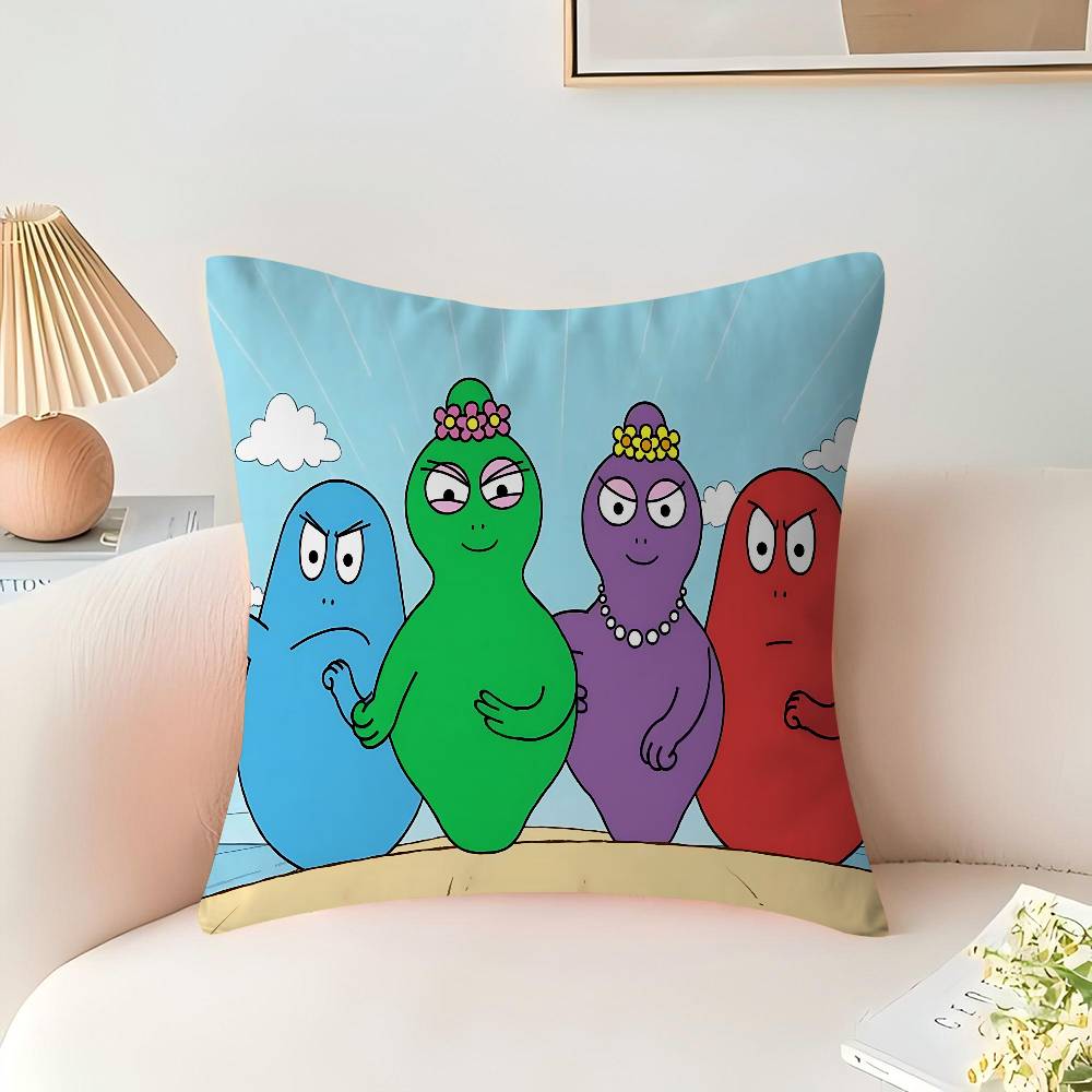Les Barbapapa Familie Pillow Covers Cartoon Sofa Decorative Home Double-sided Printing Short Plush Cute Cushion Cover