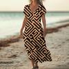 Fashion Women's Summer V-Neck Short Sleeve Floral Print Beach Dress