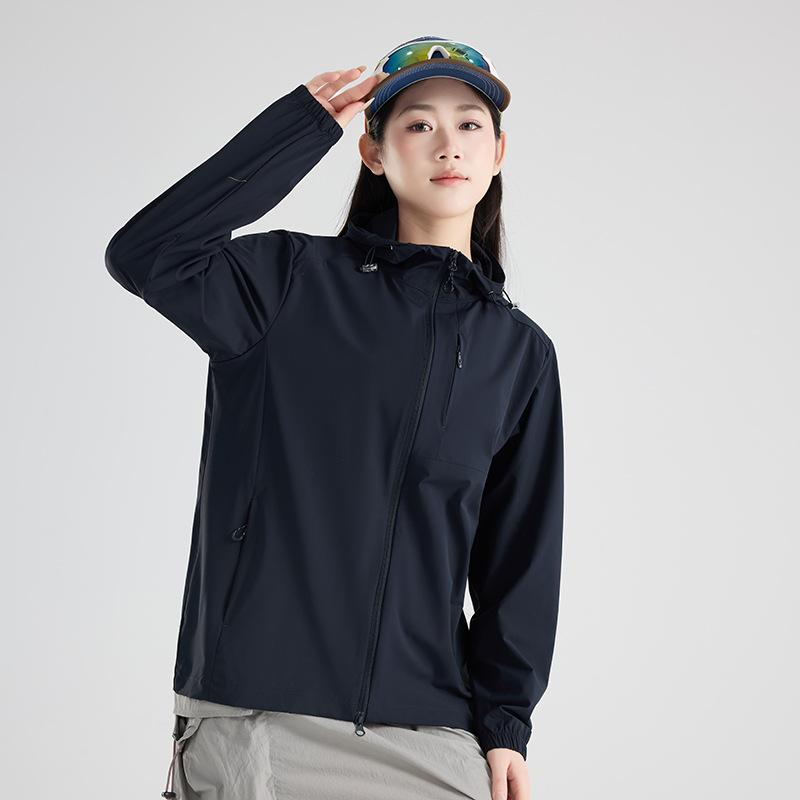 Couple Sunscreen Clothing Outdoor Sports Sunscreen Clothing Women's Summer Thin Hooded Zipper Jacket Fashion Versatile Top