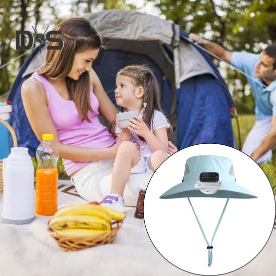 Outdoor Wide Brim Sun Hat with Solar Powered Fan Hat Breathable Mesh Design UV Protection Kids Boys Hat