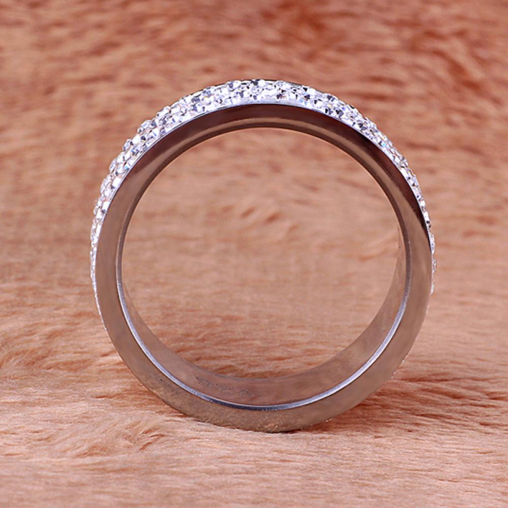 Fashion Women/Men Inlaid Jewelry Weddig Band Ring Full Filled Zircon Stainless Steel