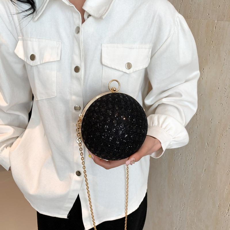 Chain Bag Women's Small Bag, New Fashionable and Beautiful Temperament Dinner Bag, One Shoulder Crossbody Ball One Shoulder Bag