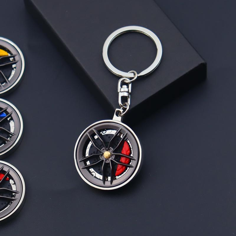 Metal Brake Wheel Hub Keyring - Gun Black Caliper Keychain for Mercedes Gift
