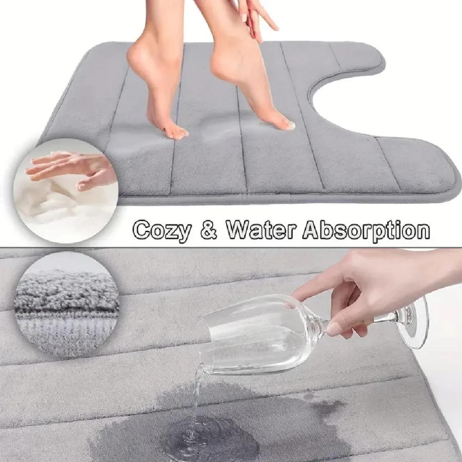 3 Pcs Bathroom Mat Set Non-slip Toilet Carpet Memory Foam Absorbent Bathroom Floor Mats Shower Rug Home Decor Waterproof Footpad