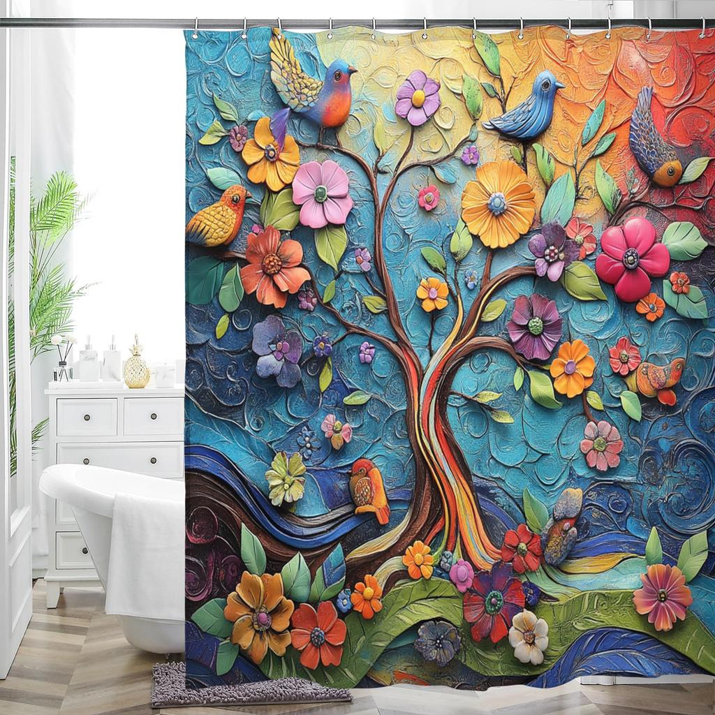 Bohemian Badezimmer Vorhänge Bunter Bohemian Blumendruck Hübsch Hell Polyester Duschvorhang